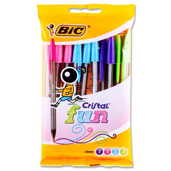 BIC PKT.10 CRISTAL BALLPOINT PENS - FUN