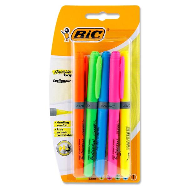 BIC CARD 5 HIGHLIGHTER GRIP PEN - ASST
