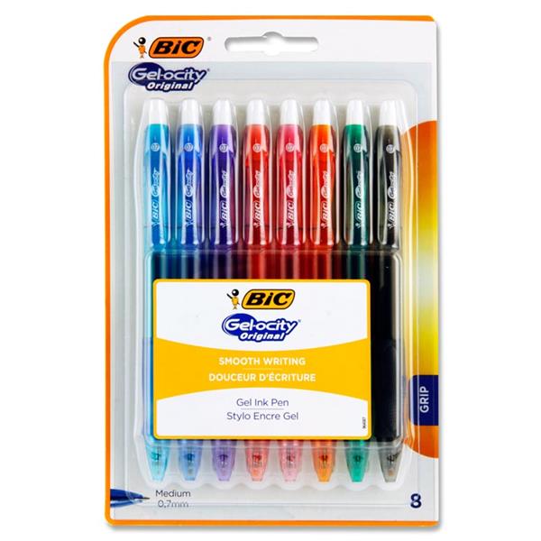 BIC CARD 8 GELOCITY ORIGINAL 0.7mm GEL INK GRIP PENS