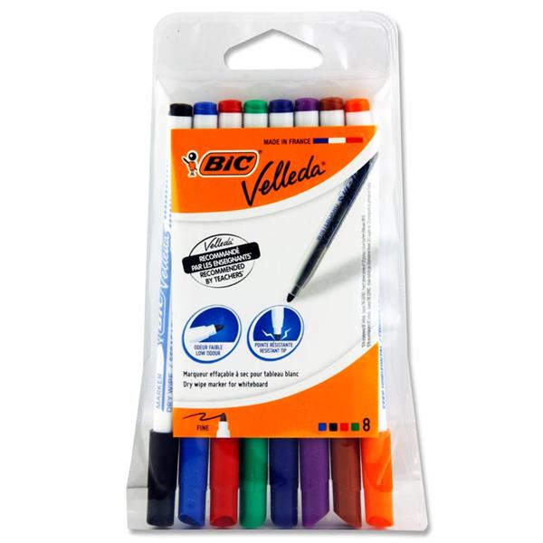 BIC VELLEDA PKT.8 ASST FINE TIP WHITEBOARD MARKERS