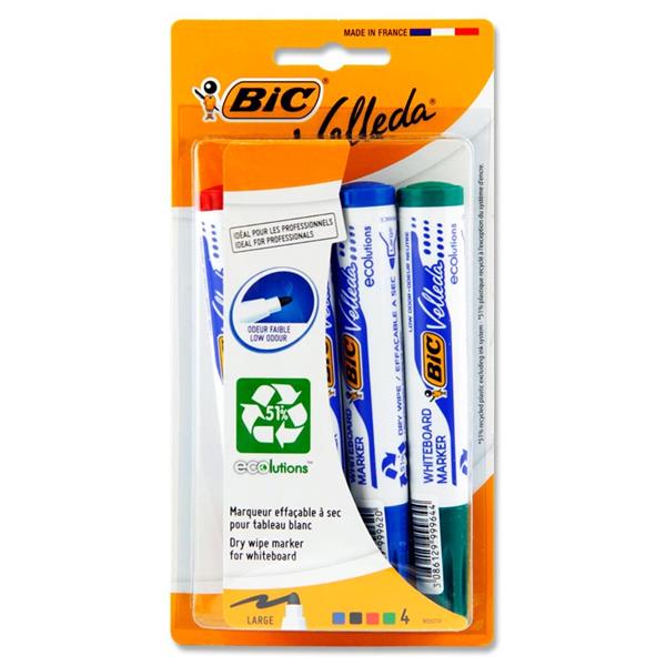 BIC VELLEDA CARD 4 1701 BULLET TIP WHITEBOARD MARKER - ASST
