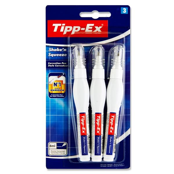 TIPPEX CARD 3 8ml SHAKE 'N SQUEEZE PENS