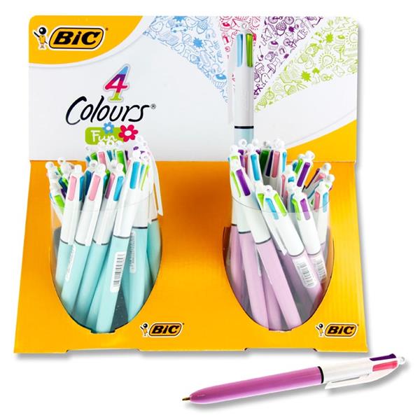 BIC PASTEL 4 COLOUR BIRO FASHION CDU - 2 ASST