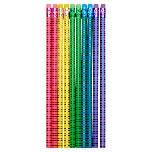 EMOTIONERY BLINGTASTIC PKT.10 PENCILS WITH ERASERS - GLITTER STRIPE