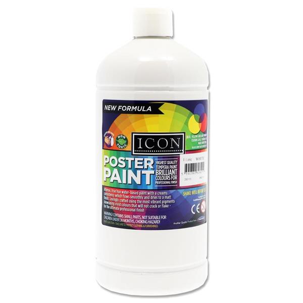 Icon Art 1Ltr Poster Paint - White