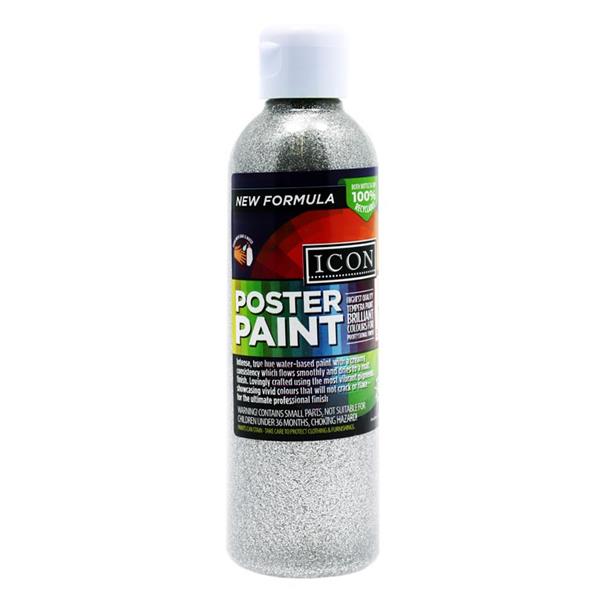 ICON 300ml GLITTER POSTER PAINT - SILVER
