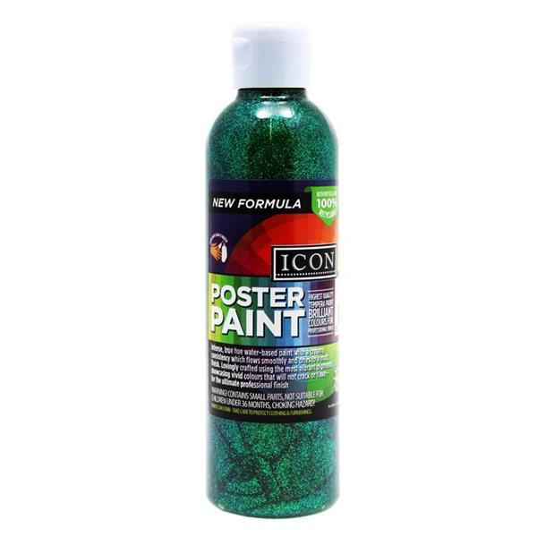 ICON 300ml GLITTER POSTER PAINT - GREEN