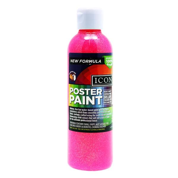 * ICON 300ml GLITTER POSTER PAINT - PINK