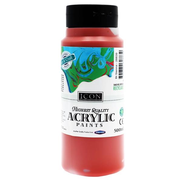 ICON ACRYLIC PAINT 500ml - BURNT SIENNA