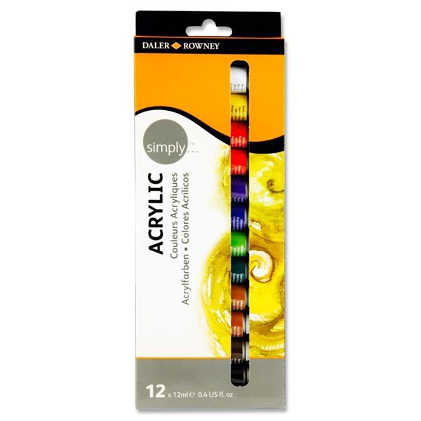 DALER ROWNEY SIMPLY...BOX 12x12ml ACRYLIC PAINTS