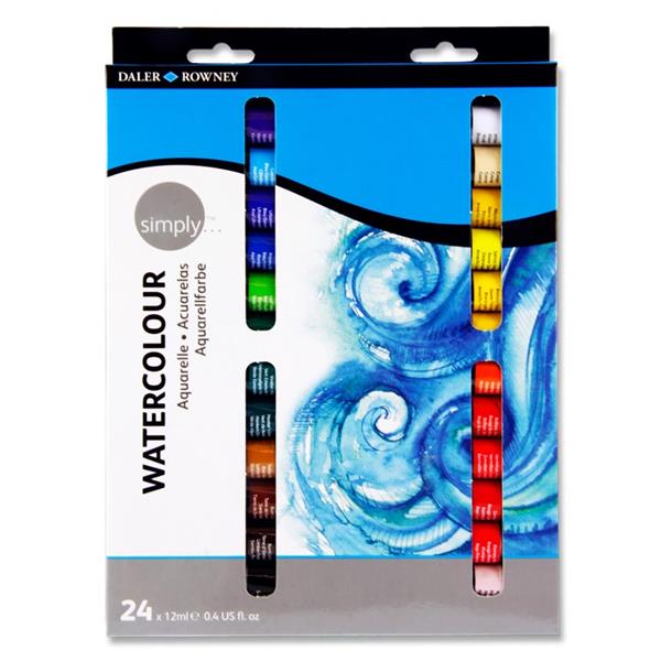 DALER ROWNEY SIMPLY...BOX 24x12ml WATERCOLOUR PAINTS