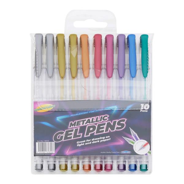 WORLD OF COLOUR PKT.10 METALLIC GEL PENS