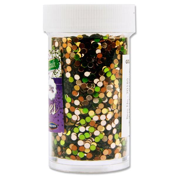 ICON CRAFT 20g GLITTER SHAPES - GOLD CIRCLES