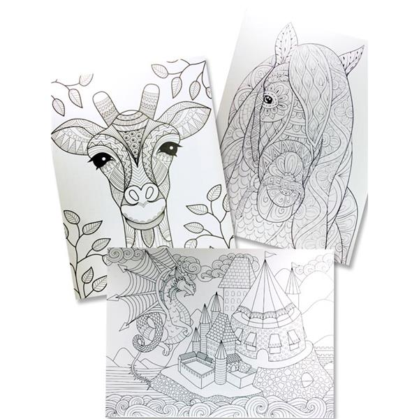 ICON 615x455mm GIANT COLOURING PAD - 10 DRAWINGS