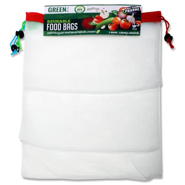 GREEN LINE PKT.3 BPA FREE REUSABLE FOOD BAGS - SIZE M & L