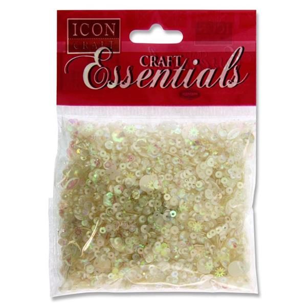 * ICON CRAFT 40g PACK SEQUINS - PEARL WHITE