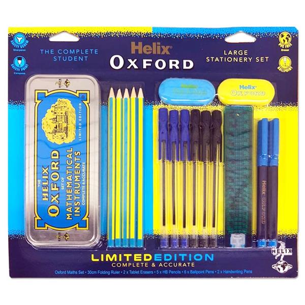 HELIX OXFORD 17pce COMPLETE STUDENT STATIONERY SET - BLUE