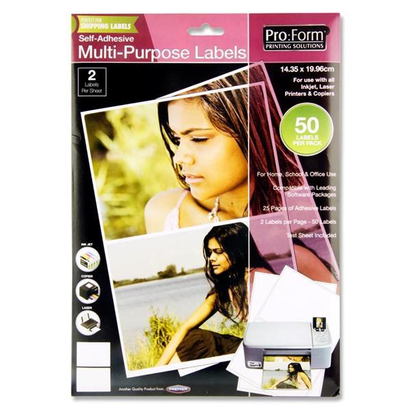 PRO:FORM 25 SHEETS - 2 LABELS 199x144mm