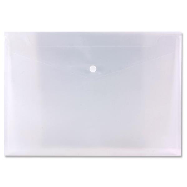 PREMIER PKT.3 A4 BUTTON DOCUMENT WALLETS - CLEAR