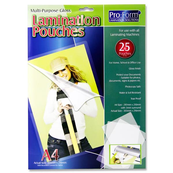 PRO:FORM A4 PACK 25 LAMINATING POUCHES