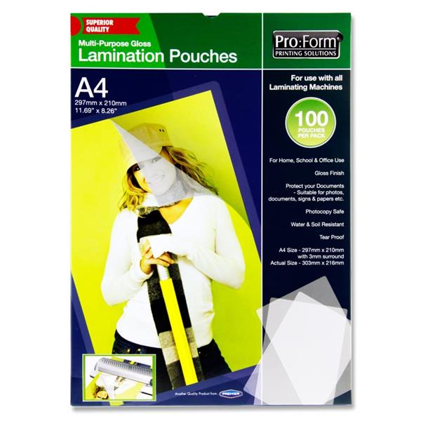 PRO:FORM A4 PACK 100 LAMINATING POUCHES