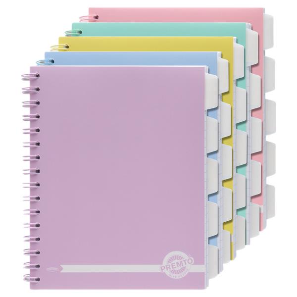 PREMTO PASTEL A5 250pg PP 5 SUBJECT PROJECT BOOK - ASST.