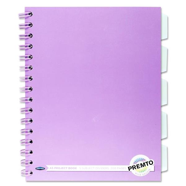 * PREMTO PASTEL A5 200pg 5 SUBJECT PROJECT BOOK - ASST.