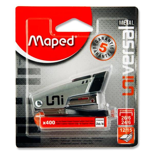 MAPED UNIVERSAL METAL MINI STAPLER 26/6 & 400 STAPLES 2 ASST