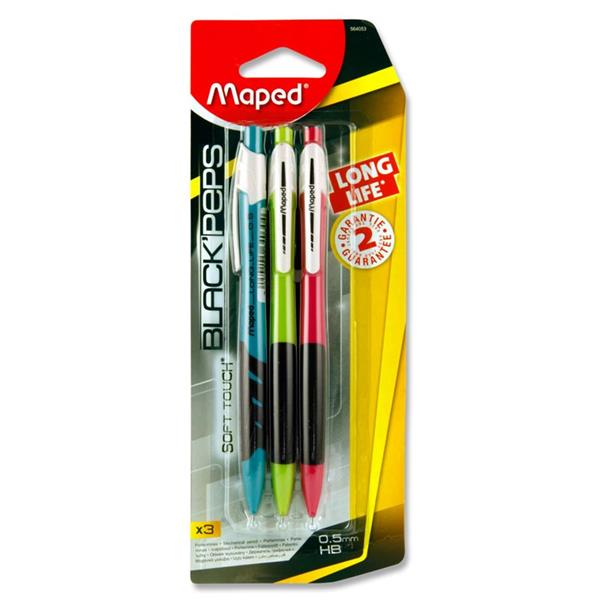 MAPED CARD 3 LONG LIFE 0.5mm MECHANICAL PENCILS
