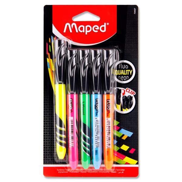 MAPED CARD 5 FLUO'PEPS HIGHLIGHTER PENS - ASST