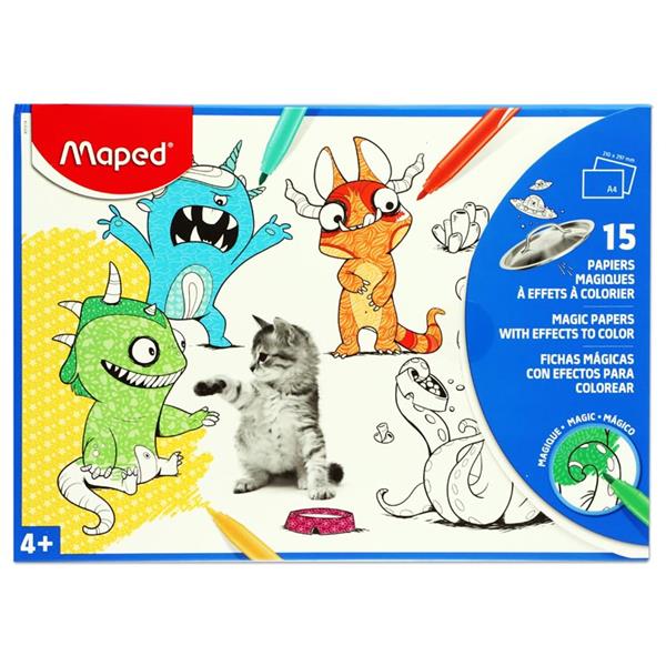 MAPED SET 15 A4 SHEETS MAGIC COLOURING PAPER 2 ASST.
