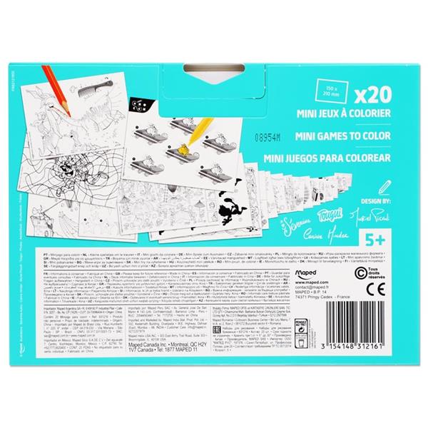 MAPED SET OF 20 150x210mm MINI GAMES TO COLOUR