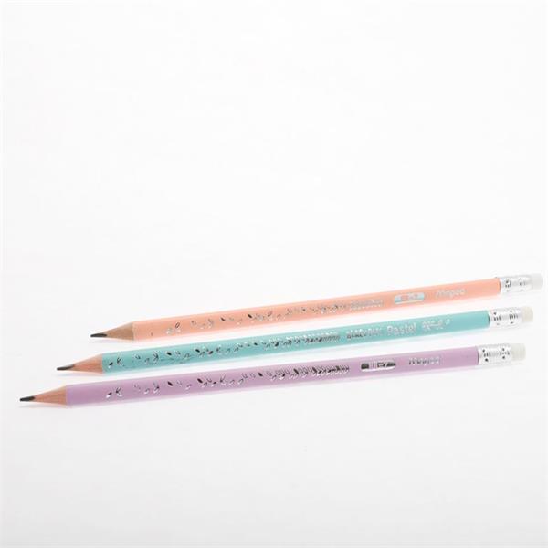 MAPED BLACKPEP'S CARD 3 ERGO HB PENCILS W/ERASER - PASTEL