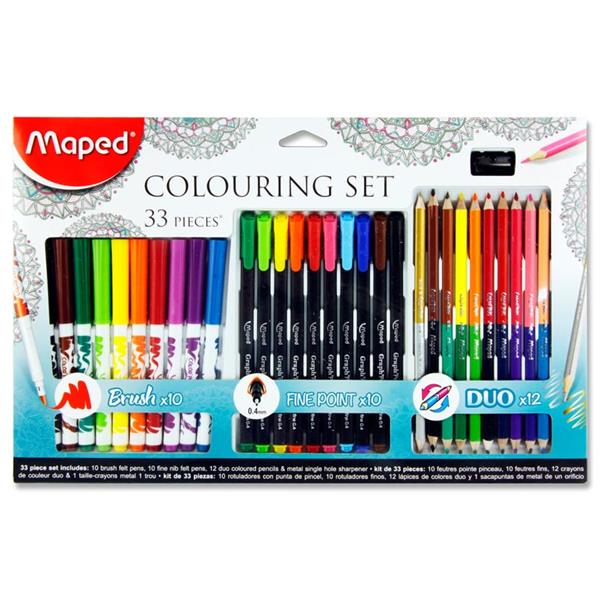 MAPED 33pce ADULT COLOURING SET
