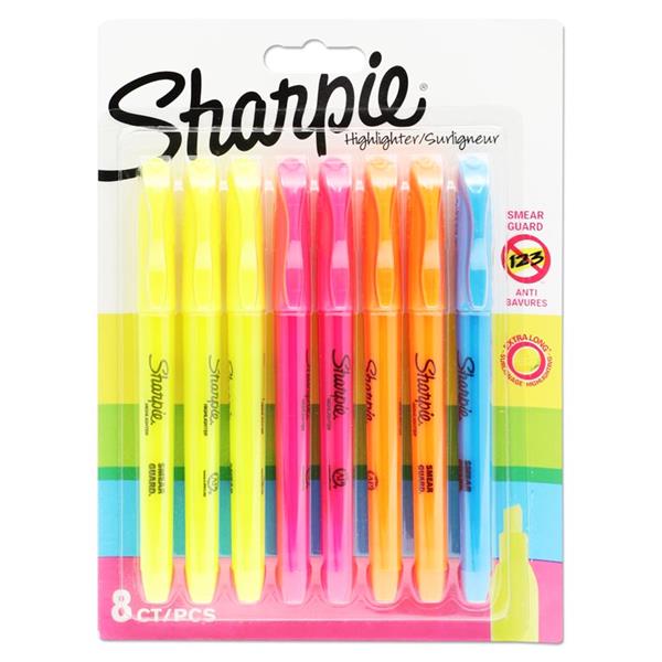 SHARPIE CARD 8 HIGHLIGHTER MARKERS - ASST