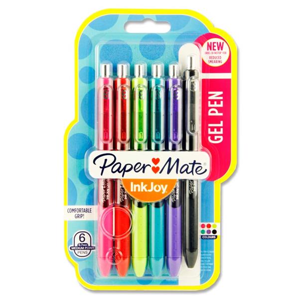 PAPERMATE CARD 6 ASST INKJOY GEL PENS