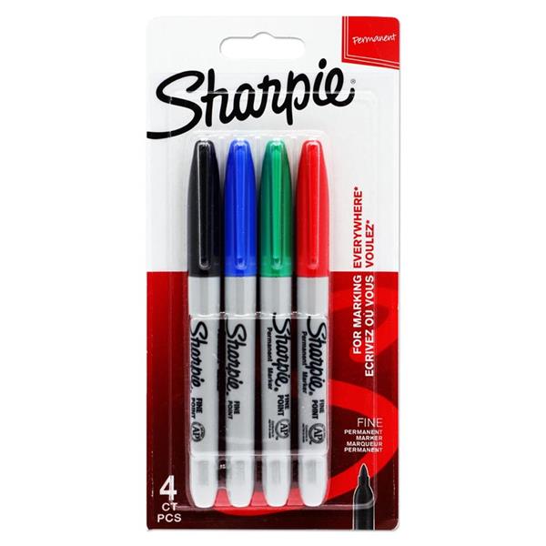 SHARPIE CARD 4 FINE TIP PERMANENT MARKERS - ASST