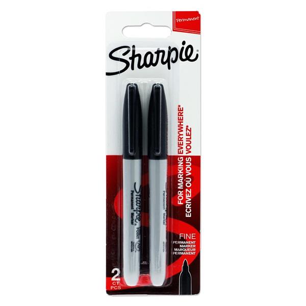 SHARPIE CARD 2 FINE TIP PERMANENT MARKERS - BLACK