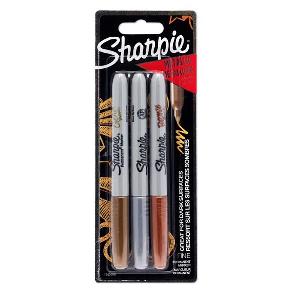 SHARPIE CARD 3 FINE TIP PERMANENT MARKERS - METALLIC