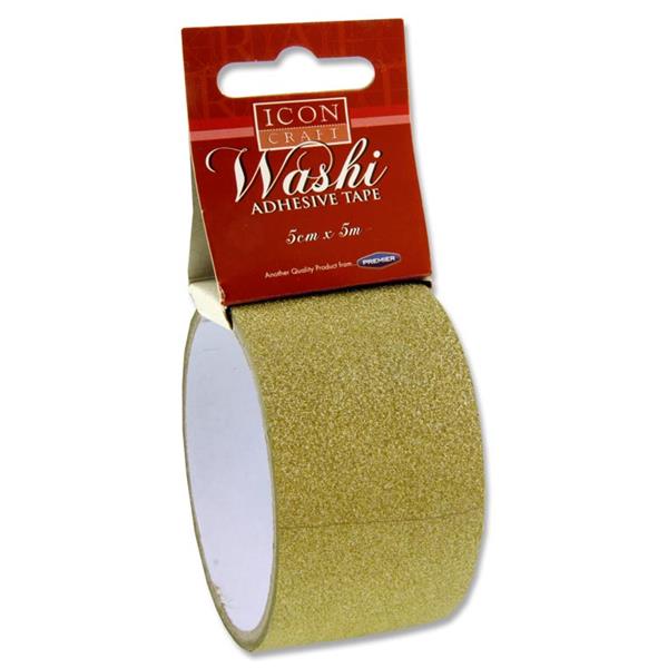 * ICON CRAFT 5m x 5cm WASHI TAPE - GOLD GLITTER