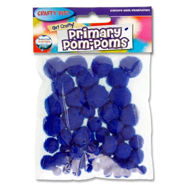 * CRAFTY BITZ PRIMARY POM POMS - BLUE