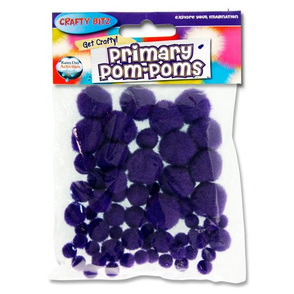 * CRAFTY BITZ PRIMARY POM POMS - PURPLE