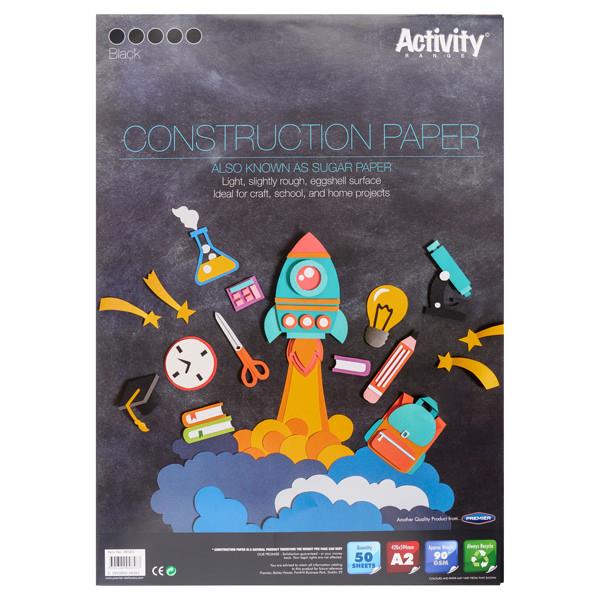 PREMIER ACTIVITY A2 SUGAR PAPER 50 SHEETS - BLACK