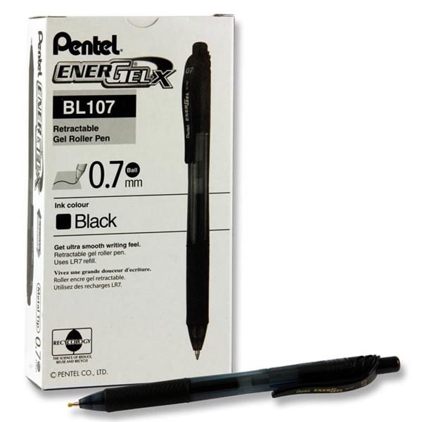 PENTEL ENERGEL-X BL107 0.7mm RETRACTABLE GEL PEN - BLACK