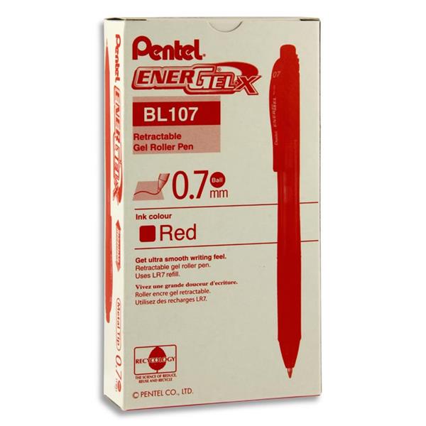 PENTEL ENERGEL-X BL107 0.7mm RETRACTABLE GEL PEN - RED