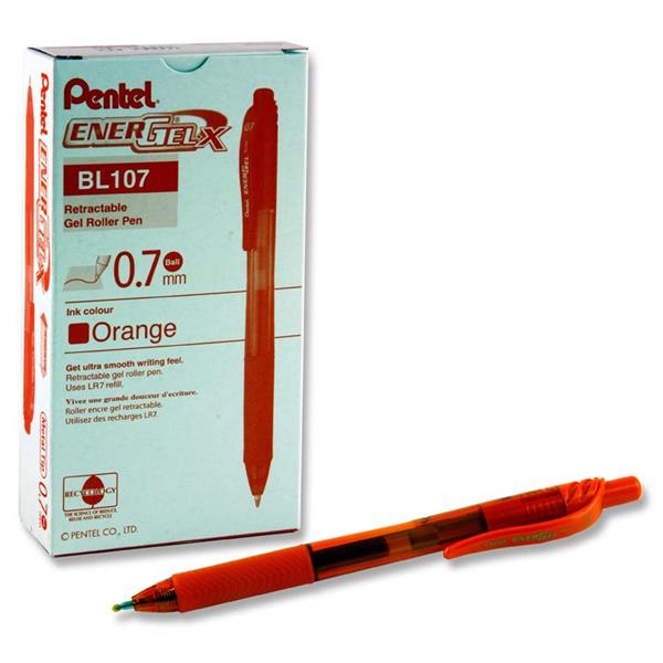 * PENTEL ENERGEL-X BL107 0.7mm RETRACTABLE GEL PEN - ORANGE