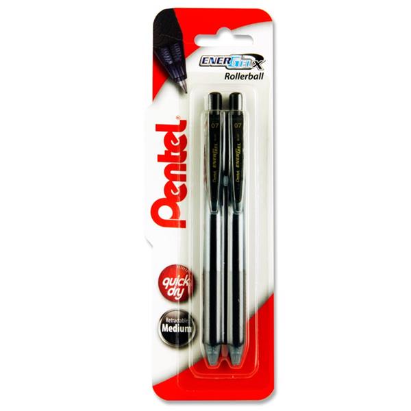 * PENTEL CARD 2 ENERGEL-X BL107 0.7mm ROLLERBALL GEL PENS - BLACK