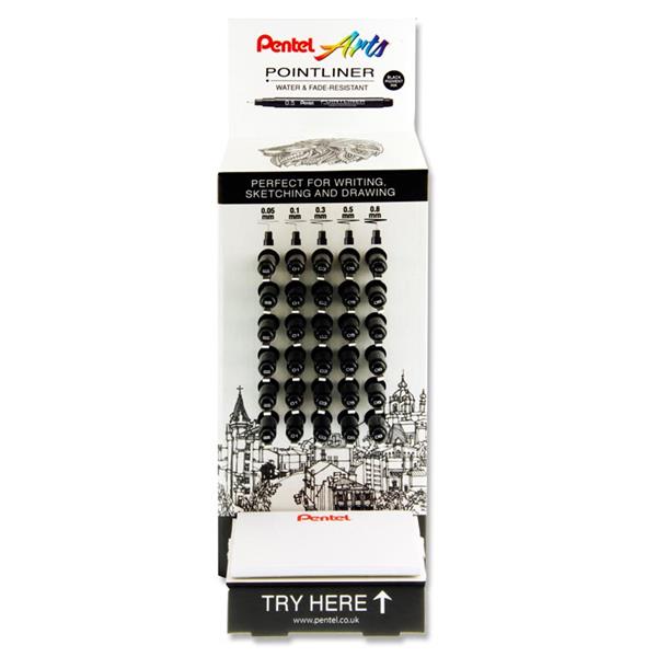 PENTEL ARTS S20P POINTLINER FINELINER PEN 5 ASST CDU