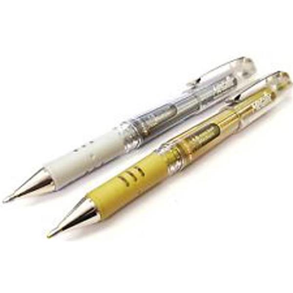PENTEL HYBRID DX 1.0mm METALLIC GEL PEN - GOLD & SILVER CDU
