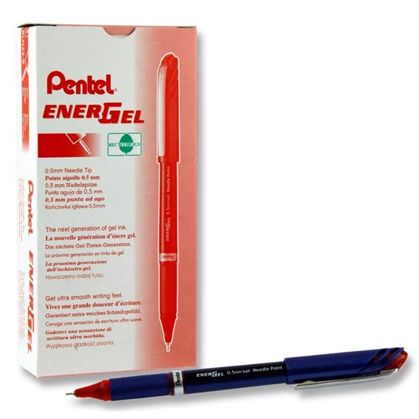 PENTEL ENERGEL 0.5mm NEEDLE TIP GEL PEN - RED